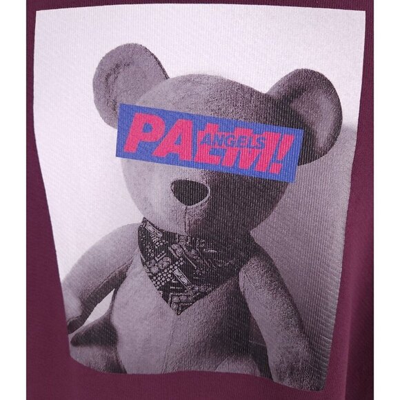 Palm Angels Teddy Bear Print Sweatshirt L Mens Plum - Picture 2 of 16